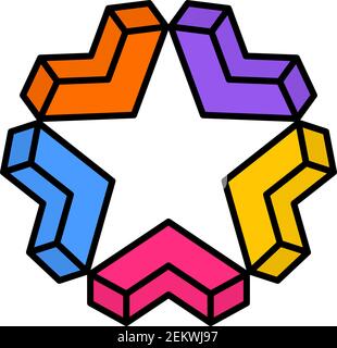 star logo with arrow symbol. Colorful Abstract creative logotype with star and arrow. Stock Vector