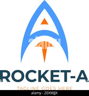 Letter A Rocket Logo Design Element. vector rocket launch with triangle logo, letter A with rocket logo template Stock Vector