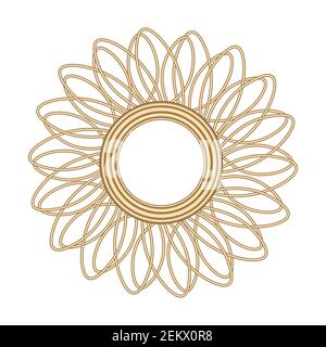 Golden frame with ornament in circle on white background. Template round lace border. Luxury mandala. Decorative holiday vector stock illustration Stock Vector