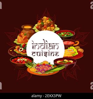 Indian restaurant menu cover with vector spice food of vegetables and ...