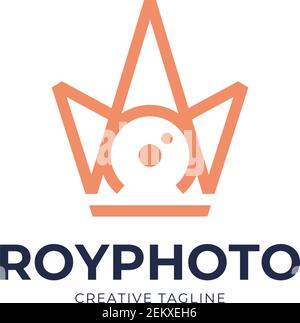 camera shutter photography with royal crown logo icon vector inspiration Stock Vector
