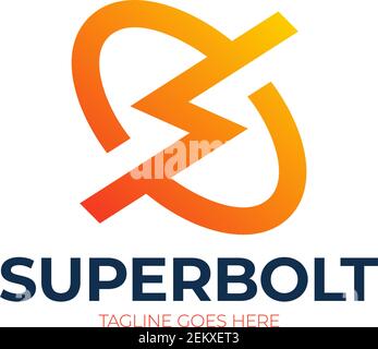 Initial Letter S with Thunder Logo Design. Circle Bolt Logo - Letter S. Simple line flash logotype Stock Vector