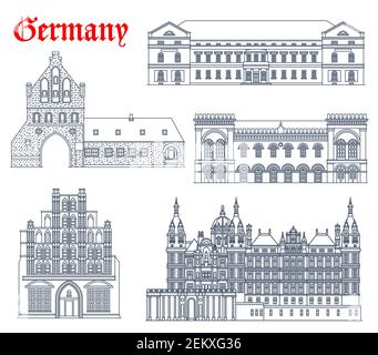 Mecklenburg Vorpommern German city travel plate. Vector Deutschland ...