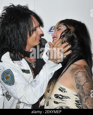 NIKKI SIXX KAT VON D 2008 AMERICAN MUSIC AWARDS DOWNTOWN LOS ANGELES CA
