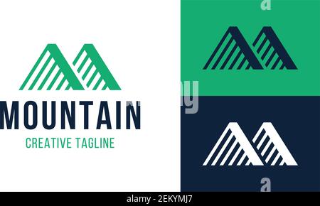 vector logo letter m mountain investment landscape concept. Letter M line logo design. Linear creative minimal monochrome monogram. Stock Vector