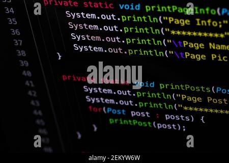 Developer screen with colored website programming code, web Stock Photo