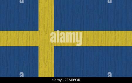 Sweden flag with waving grunge texture. Vector background. Stock Vector