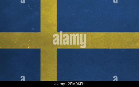 Sweden flag with waving grunge texture. Vector background. Stock Vector