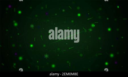 science green abstract with shining green dust particles, glowing points, and dynamic lines, global cosmos background concept, dynamic particles