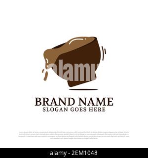 spilled coffee mug logo design inspiration, best for coffee shop delivery logo design idea Stock Vector