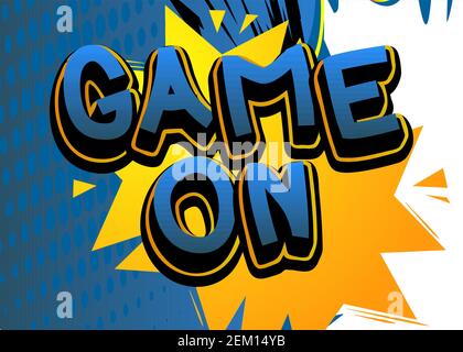 Pc or Console gaming related words, quote on Comic book style background. Poster, banner, template. Cartoon explosion expression. Vector illustrated. Stock Vector