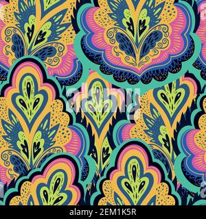Colorful lace ornamental psychedelic pattern. Stock Vector