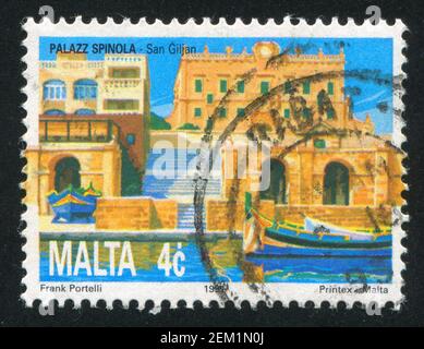 MALTA - CIRCA 1991: stamp printed by Malta, shows Spinola Palace St. Julian, circa 1991 Stock Photo