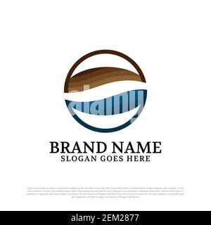 Modern Coffee store logo design template in the circle, abstract icon for premium bean coffee logo Stock Vector