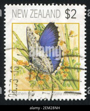 NEW ZEALAND - CIRCA 1991: stamp printed by New Zealand, shows butterfly, circa 1991 Stock Photo