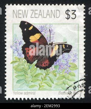 NEW ZEALAND - CIRCA 1991: stamp printed by New Zealand, shows butterfly, circa 1991 Stock Photo