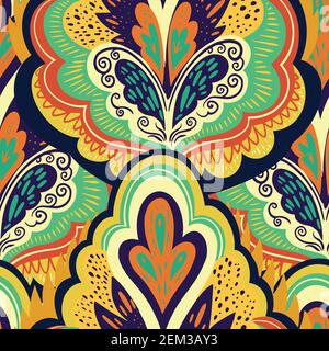 Colorful lace ornamental psychedelic pattern. Stock Vector