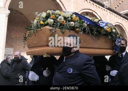 Milan, Italy. 23rd Feb, 2021. Ex inter soccer player Mauro Bellugi funeral in Milan, Lombardy, Italy (Photo by Luca Ponti/Pacific Press) Credit: Pacific Press Media Production Corp./Alamy Live News Stock Photo