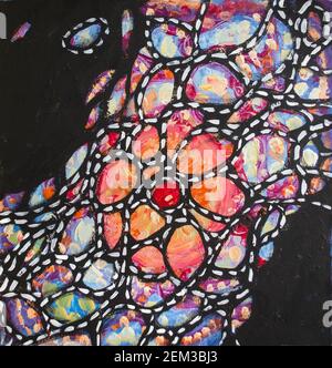 Hand drawn acrylic painting. Abstract art background. Acrylic painting on canvas. Color texture.Brushstrokes of paint. Modern art. Contemporary art. C Stock Photo