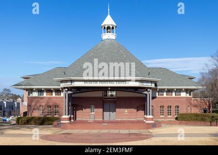 Duluth, USA - Jan 19th 2021: Front view of the Duluth Festival Center located in the city of Duluth, Georgia. Stock Photo