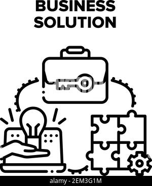 Business Solution Strategy Vector Black Illustrations Stock Vector