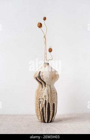 Handmade ceramics in the style of wabi sabi. Stock Photo