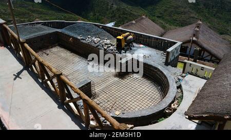 Swimming pool under construction Stock Photo