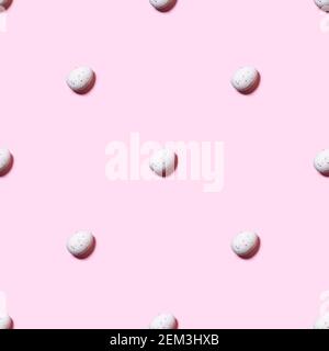 Quail eggs over pink background Stock Photo