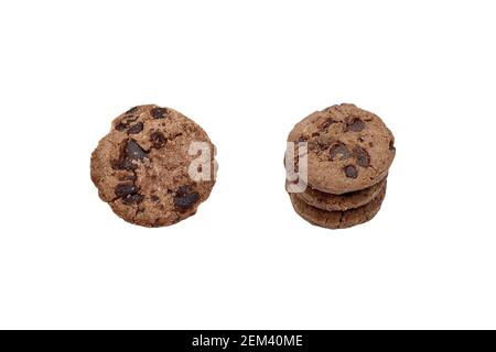 Chocolate chip cookies isolated on white background Stock Photo