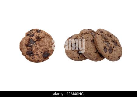 Chocolate chip cookies isolated on white background Stock Photo