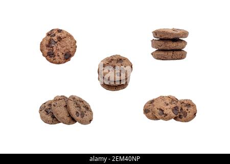Chocolate chip cookies isolated on white background Stock Photo