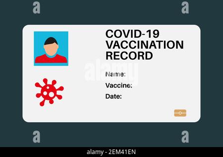 Red and Blue Biometric Covid-19 Vaccine passports on a white background Stock Vector