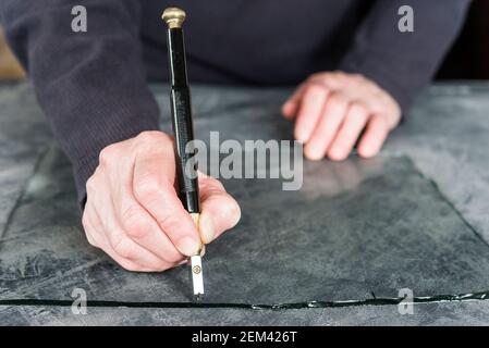 glass cutting accesories close up Stock Photo