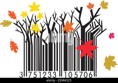 Vector Illustration of Autumn Barcode Stock Vector