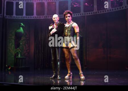 David Bedella in the Rocky Horror Show performing on stage at a press ...