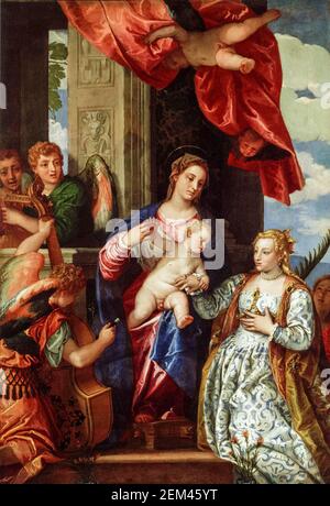 Paolo Veronese, The Mystic Marriage of St. Catherine, painting, 1550-1560 Stock Photo