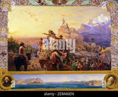 Westward, the Course of Empire Takes Its Way, (mural study for the US Capitol), painting by Emanuel Leutze, 1861 Stock Photo