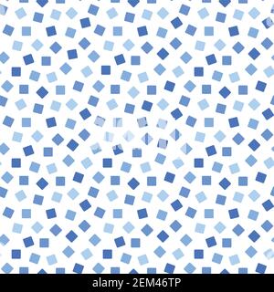 Abstract seamless pattern blue square pixel. Mosaic background Stock Vector