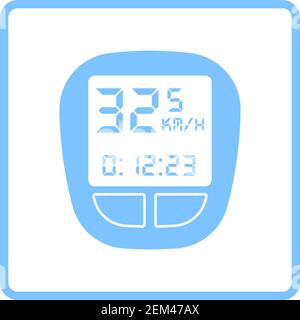 Bike Computer Icon. Blue Frame Design. Vector Illustration. Stock Vector