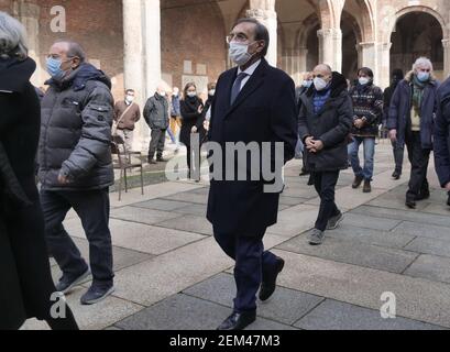 Milan, Italy. 23rd Feb, 2021. Ignazio La Russa at Mauro Bellugi funeral in Milan, Lombardy, Italy (Photo by Luca Ponti/Pacific Press/Sipa USA) Credit: Sipa USA/Alamy Live News Stock Photo