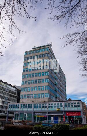 Skyline Plaza apartments, block of flats. Tower block in Victoria Avenue, Southend on Sea, Essex, UK. Space for copy