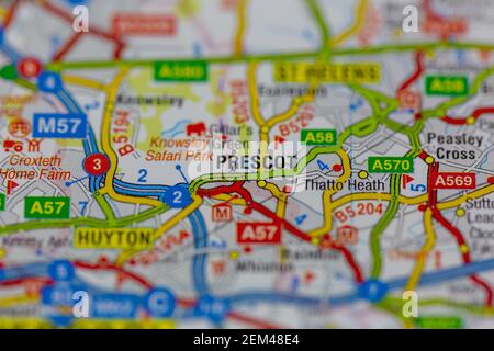 Prescot Shown on a Geography map or road map Stock Photo - Alamy