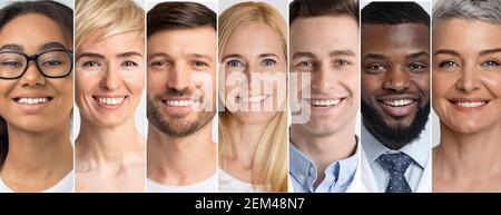 Faces Of Multicultural People Of Different Age In Collage Stock Photo