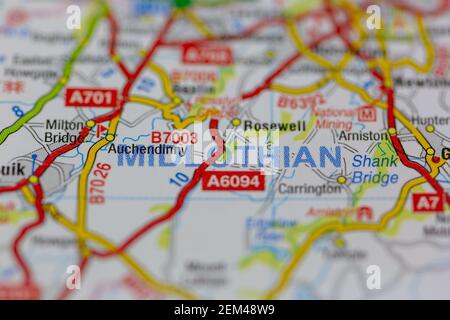 Midlothian Shown On A Geography Map Or Road Map Stock Photo - Alamy