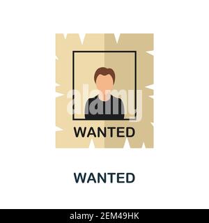 Wanted flat icon. Color simple element from wild west collection. Creative Wanted icon for web design, templates, infographics and more Stock Vector