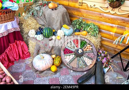 Composition from autumn various colorful fresh vegetables Stock Photo