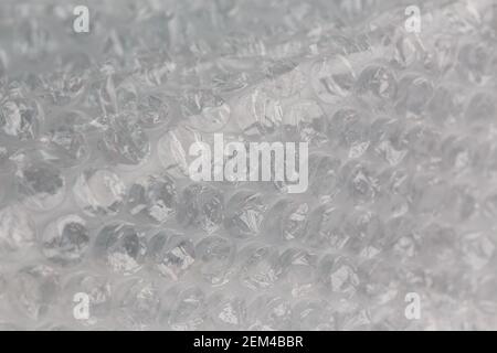 crumpled air bubble wrap - real life close-up background. Stock Photo