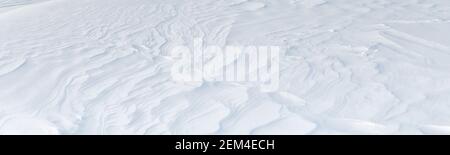 White snow on the ground large panoramic view. Natural texture and background Stock Photo