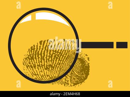 Magnifying Glass and Fingerprint Stock Vector