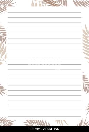Grid paper. Abstract striped background with color horizontal lines. Printing paper note on floral background. Optimal A5 size. Geometric pattern for Stock Vector
